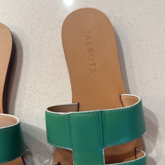 NWOB Talbots Green Slide Leather Upper Sandals Size 5 - Picture 4 of 8